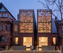 Brick patterned screens on a couple of Victorian homes in Toronto