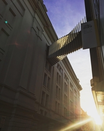 Bridge of Aspiration  x   designed by WilkinsonEyre This walkway links the Royal Ballet with the Royal Opera House in Covent Garden London Just caught the perfect afternoon light for it