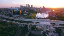 Bridges stitching over the Mississippi Minneapolis USA   x 