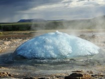 Bubble about to burst - Strokkur in Iceland  -picture series in comments