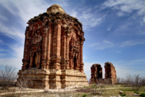 Built in the th century AD Malot Hindu temple fort in Pakistan has the synthesis of Kashmiri and Greek architecture Made of coarse sandstone of various shades of red and yellow its architecture is severely endangered