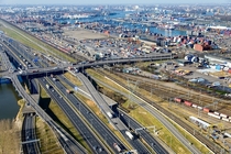 Bundles of infrastructure near the Port of Rotterdam the Netherlands