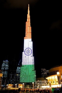 Burj Khalifa Dubai illuminated in Indian Tricolour to mark st Indian Republic Day
