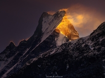 Burning Peak- Fish Tail Mountain Nepal- By Osamh Alshaalan 