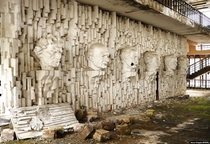 Busts of political and cultural figures in an abandoned Soviet resort somewhere deep in the Armenian forest