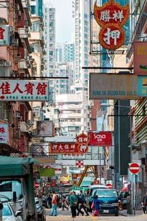 Busy Street in Mong Kok Hong Kong