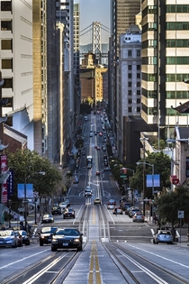 California Street looking east from the top of Nob Hill San Francisco CA 