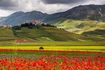 Castelluccio a village in Umbria in the Apennine Mountains of central Italy 