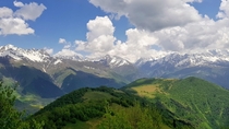 Caucasus Mountains above Mestia Georgia 