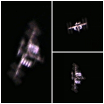 Caught the space station with a  webcam on my telescope 