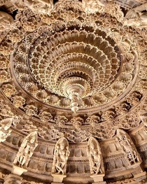 Ceiling of The Dilwara Jain temple built in AD in Rajasthan India
