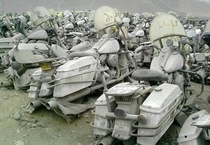 Cemetery of police motorcycles Harley-Davidson they were owned by the National Police of Puente Piedra Lima Peru