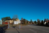 Central crossroads in village of Pryd Sweden 