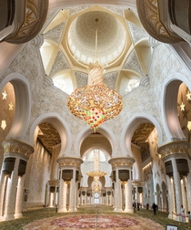 Chandelier in Sheikh Zayed Grand Mosque Abu Dhabi United Arab Emirates