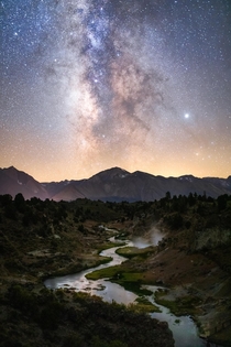 Chasing the Milky Way in the Eastern Sierras Hot Creek CA oc 