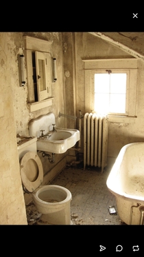 Chauffeurs bathroom at a historic estate in Dellwood Minnesota Since restored