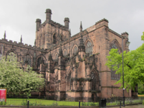 Chester cathedrals construction dates from between  and the early th century and all the major styles of English medieval architecture from Norman to Perpendicular are represented in the present building