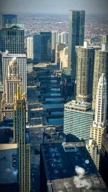 Chicago about  floors above the river