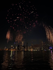 Chicago during  of the  weekly firework shows over Lake Michigan