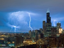 Chicago in a lightning storm 