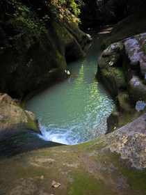 Chilly blue water hole in the Hocking Hills Ohio 