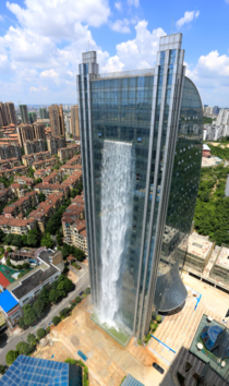 Chinese Build Unbelievable ft Waterfall On A Skyscraper in Shangai 