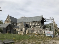 ChristChurch Cathedral in Christchurch New Zealand damaged by earthquake and abandoned  Nov  