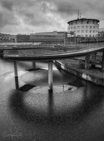 Circular infrastructure in Stockholm on a rainy day Sweden 