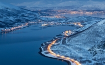 City lights of Tromso Norway 