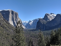 Clear blue skies at tunnel view Yosemite CA 
