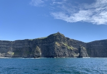 Cliffs of Moher Republic of Ireland Took this photo from the top deck of a boat cruise Got slightly seasick but it was totally worth it 