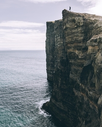 Cliffs of Sorvagsvatn in Faroe Islands 