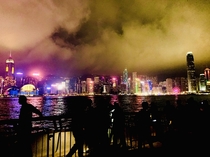 Cloudy Hong Kong at night celebrating Chinese New Year