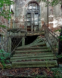 Collapsed stairway to an old house
