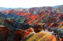 Color rocks of Zhangye Dansia in Gansu province China 
