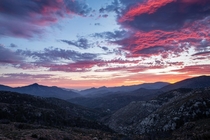Colorful sunset in Angeles National Forest CA 
