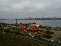 Colourful coast-guard buoys in Dartmouth Nova Scotia Halifax is across the harbour   xp rcityporn