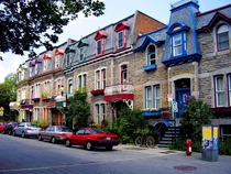 Colourful houses in the Plateau-Mont-Royal neighborhood of Montral Qubec