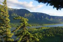 Columbia River Gorge taken from the Washington side facing south to Oregon USA 