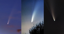 Comet NEOWISE at three stages 