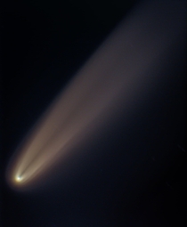 Comet NEOWISE casting a shadow on its own tail