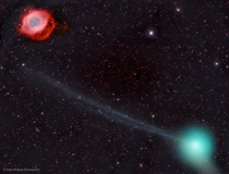 Comet panStARR and Helix Nebula In this image the distance between these two picturesque celestial objects is  light-years Credit Fritz Helmut Hemmerich