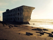 Concrete block of flats abandoned in  located in Kamchatka Russia the former fishing village Kirovsky