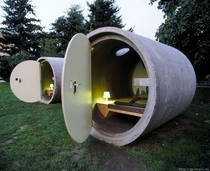 Concrete pipe cabin 