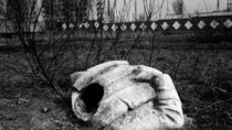 Concrete torso of a destroyed Stalin statue in St Petersburg Photo Ivashintsova 