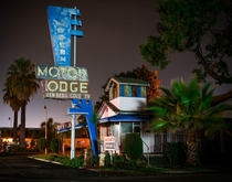 Condemned Retrofuturistic Motel Front Office in Lodi CA 