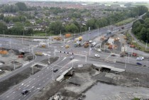 Construction of new intersection in the Netherlands soon to feature  bicycle tunnels under it 