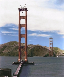Construction of the Golden Gate Bridge circa   x-post from rHistoryPorn