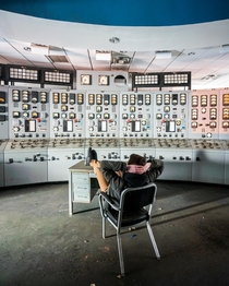 Control room inside an abandoned powerplant  