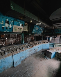 Control Room Inside of an Abandoned Steel Factory 